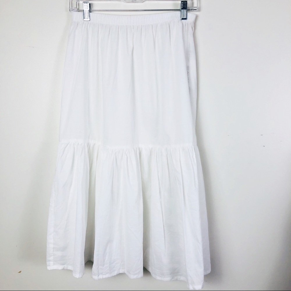 NEW Hand Made White Elastic Waist Midi Skirt